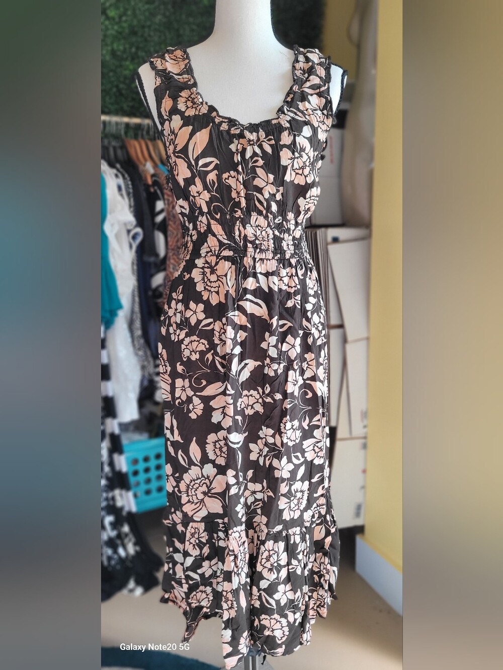 NWT Patrons of Peace Boho Smocked Ruffle Maxi Dress.